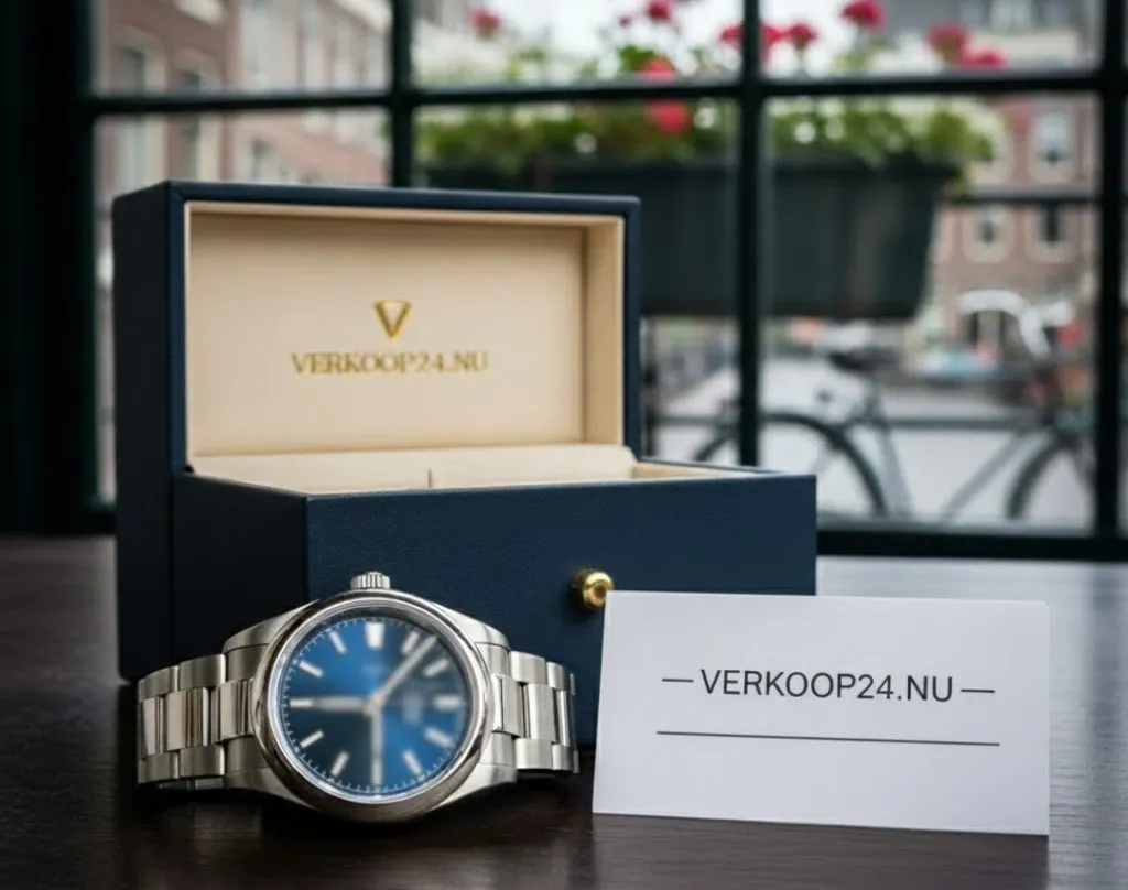 Luxe horloge op een donkere ondergrond klaar om verkocht te worden